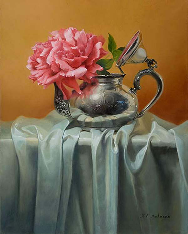 Peony in Silver Pot