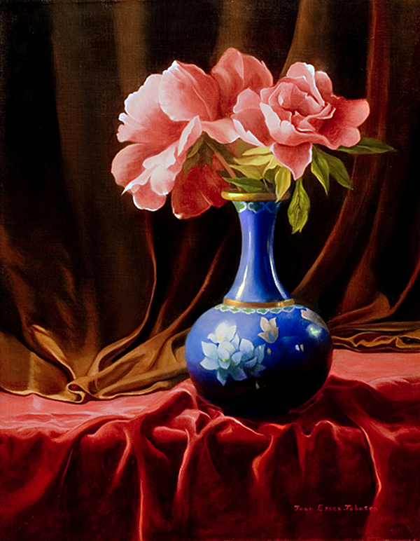 Peonies in a Blue Vase